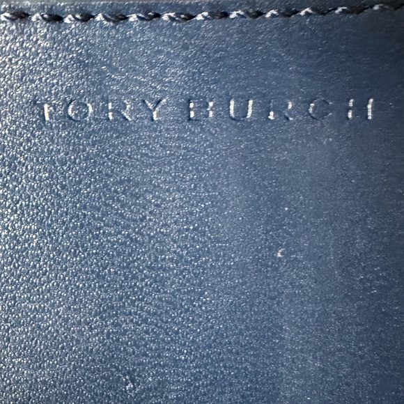 Tory Burch Taupe Zip Around Wallet with Blue Interior - Picture 8 of 13